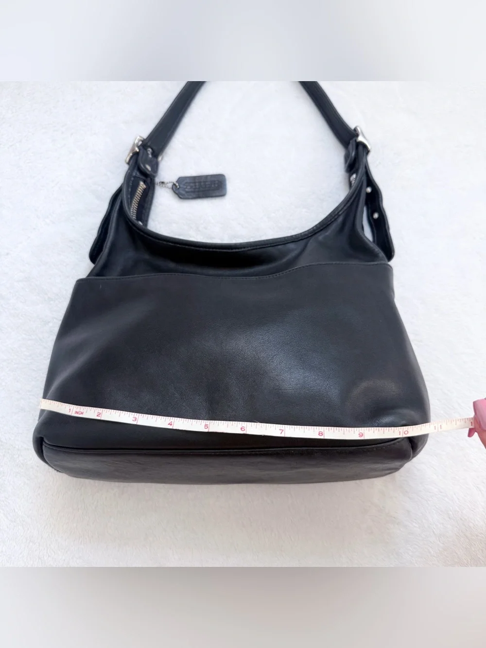 Vintage Coach 9058 Legacy Leather Black Hobo Shoulder Bag USA Black & Silver GUC - Picture 9 of 14